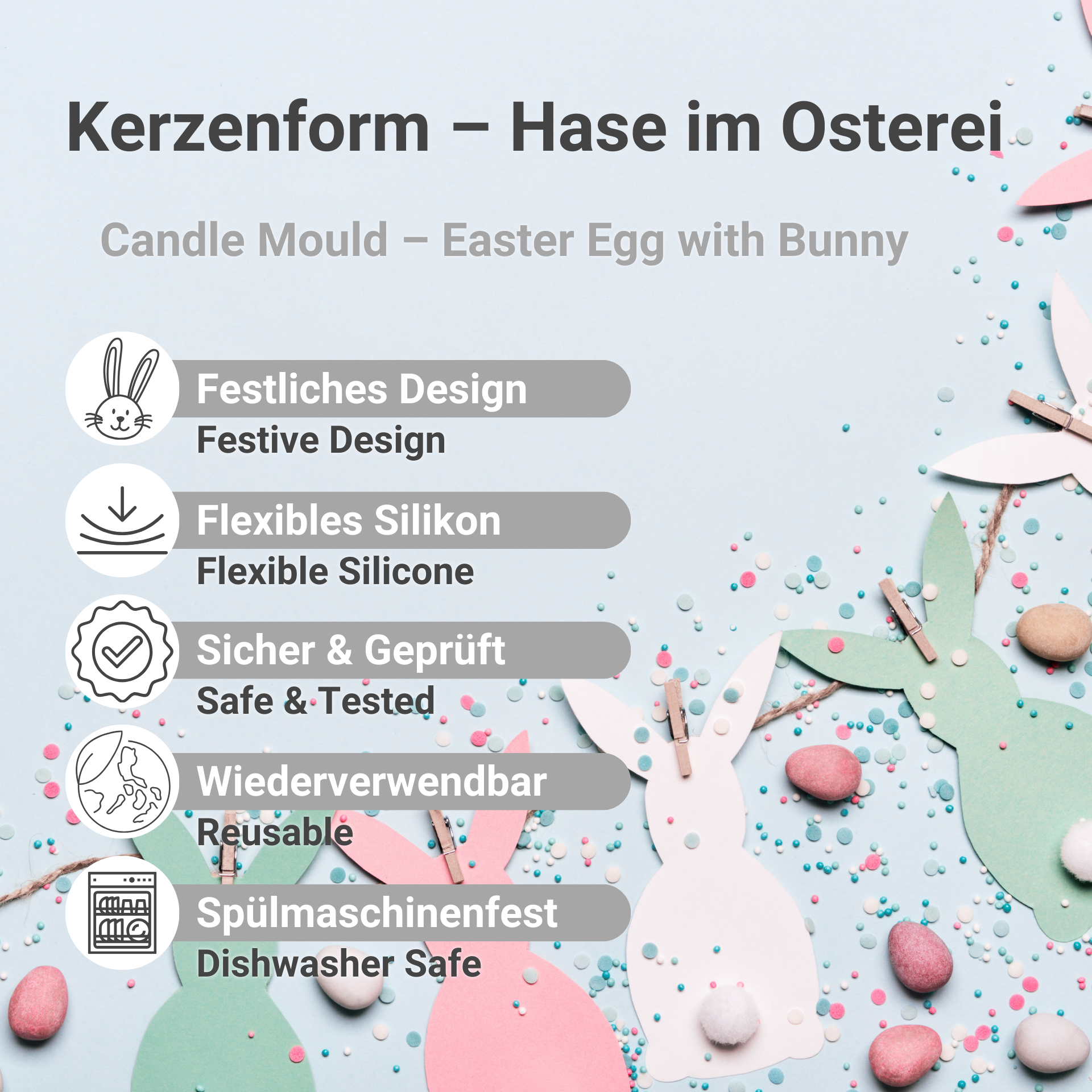 Hase im Osterei Kerzenform Vorteile