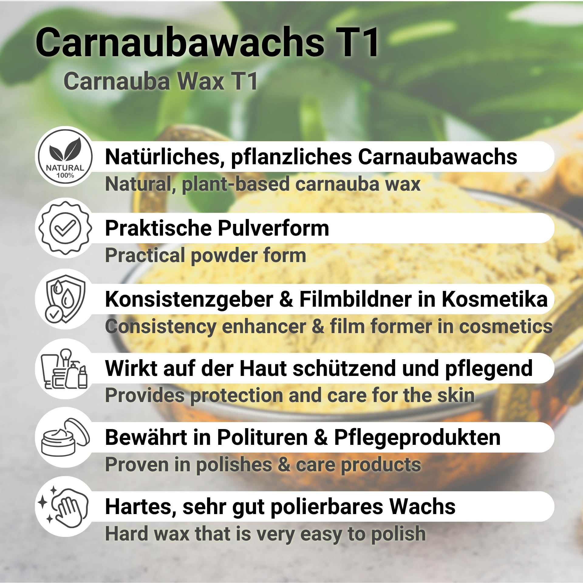 Carnaubawachs T1 Primagelb Pulver