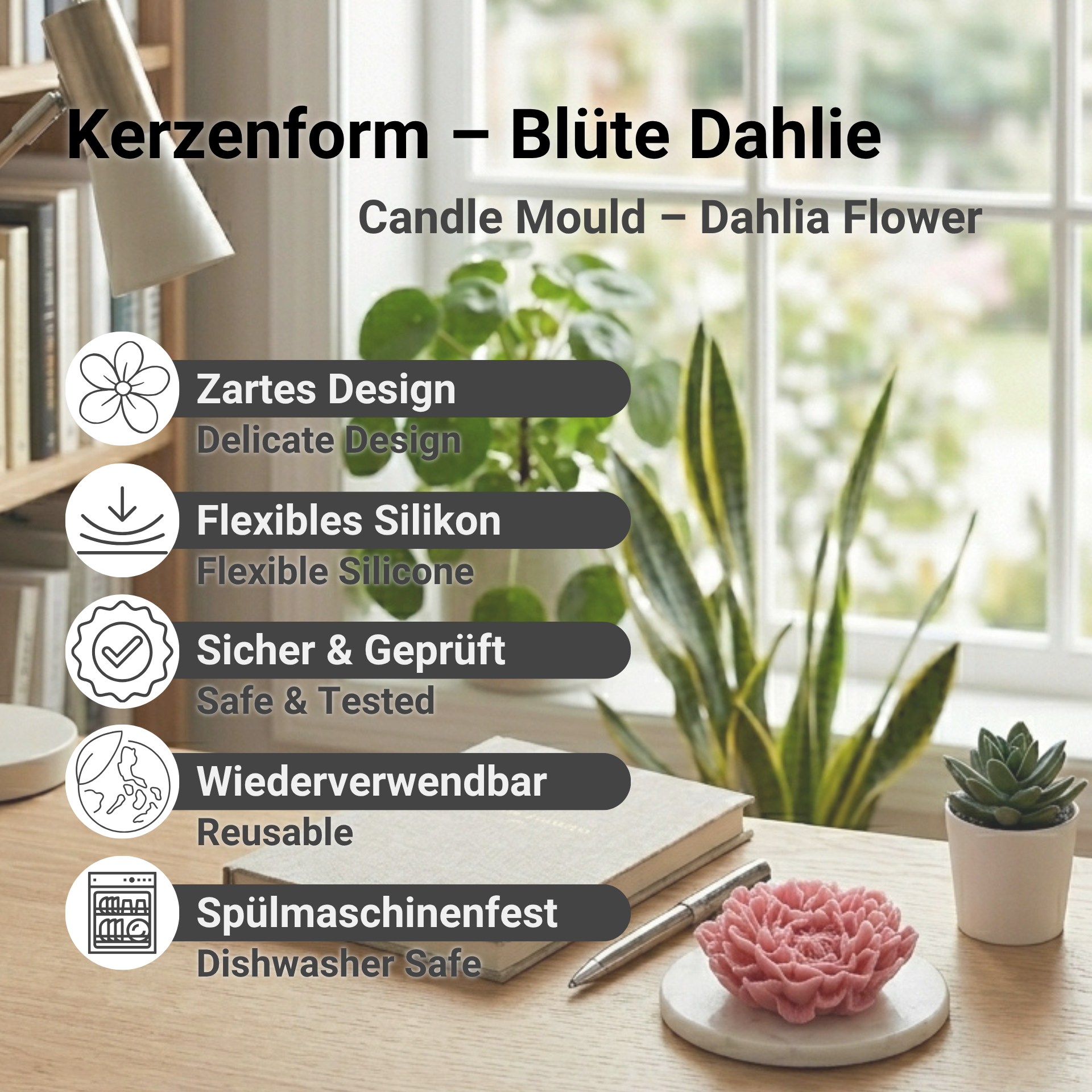 Benefits of our blooming dahlia candle mould