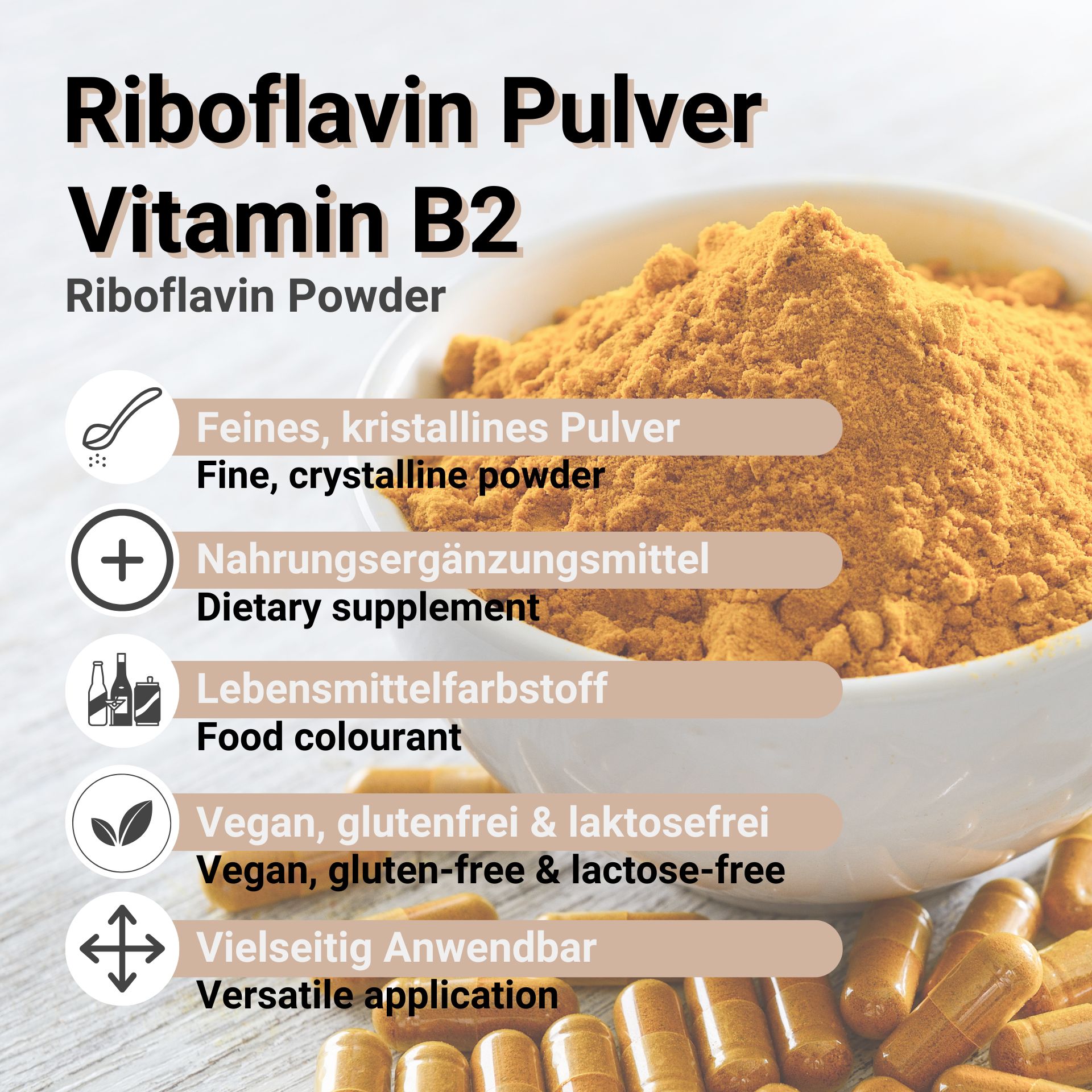 Vitamin B2 Riboflavin Pulver Vorteile