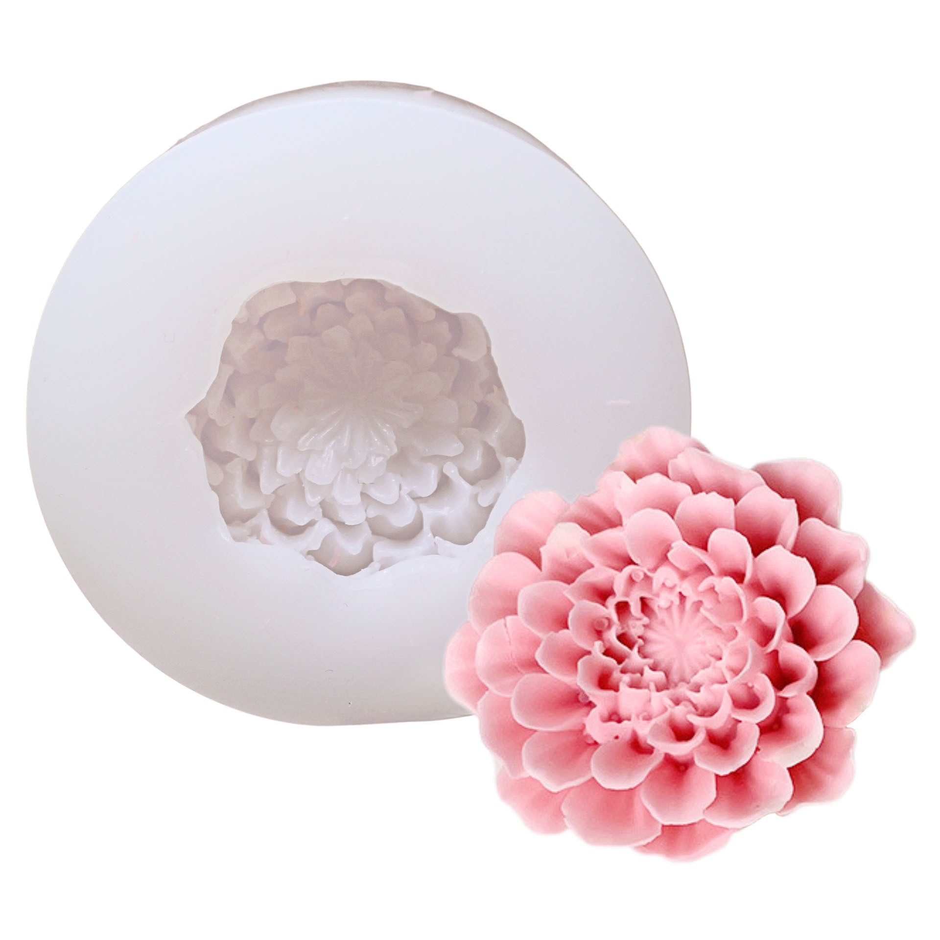 Kerzenform Blüte Dahlie mit Beispielkerze