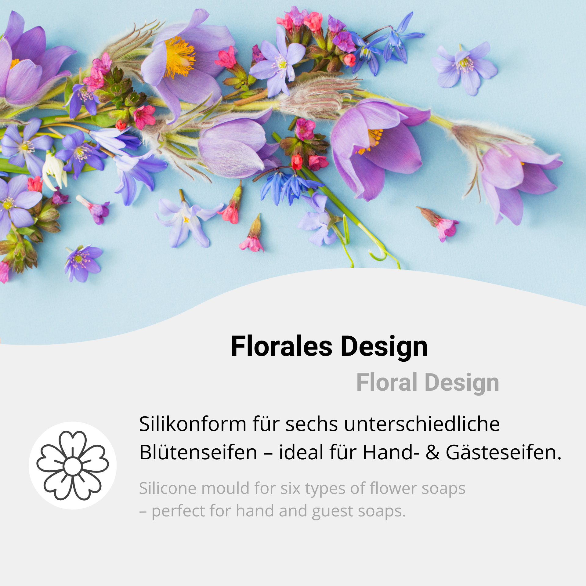 Vier blumige Designs – kreativ & schön