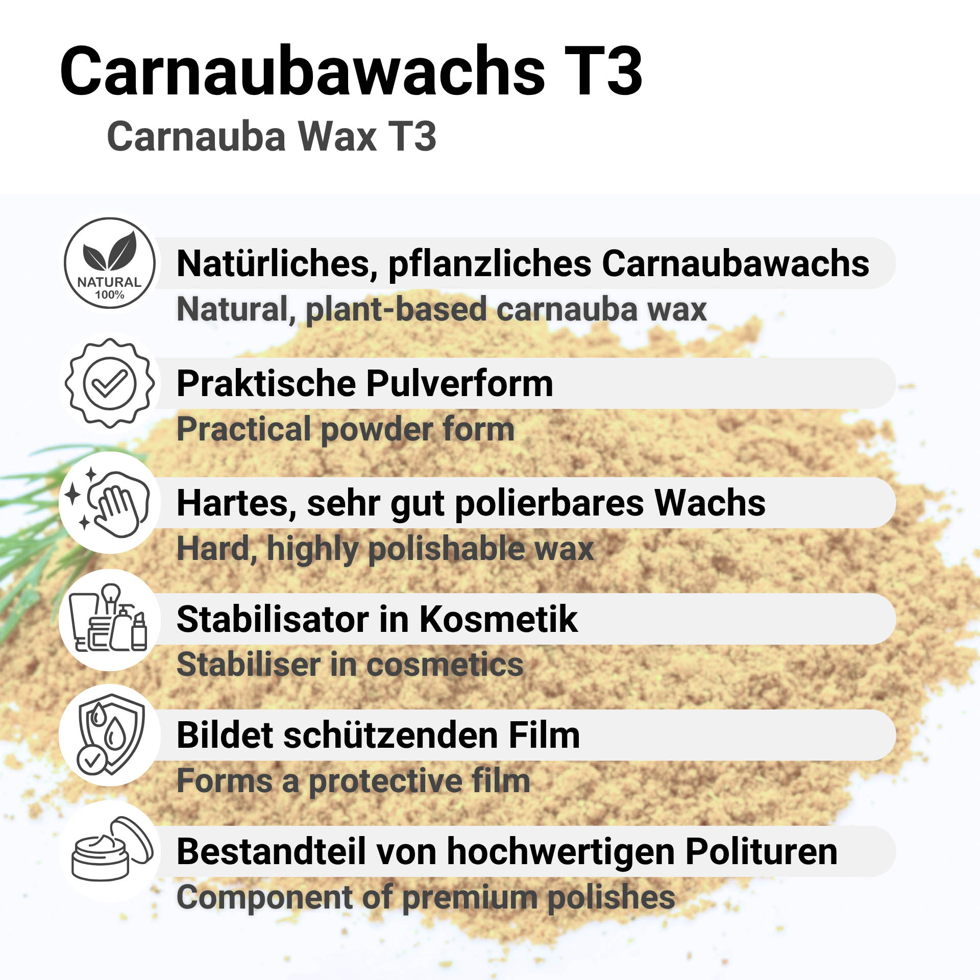 Carnaubawachs T3 Hellfettgrau Pulver