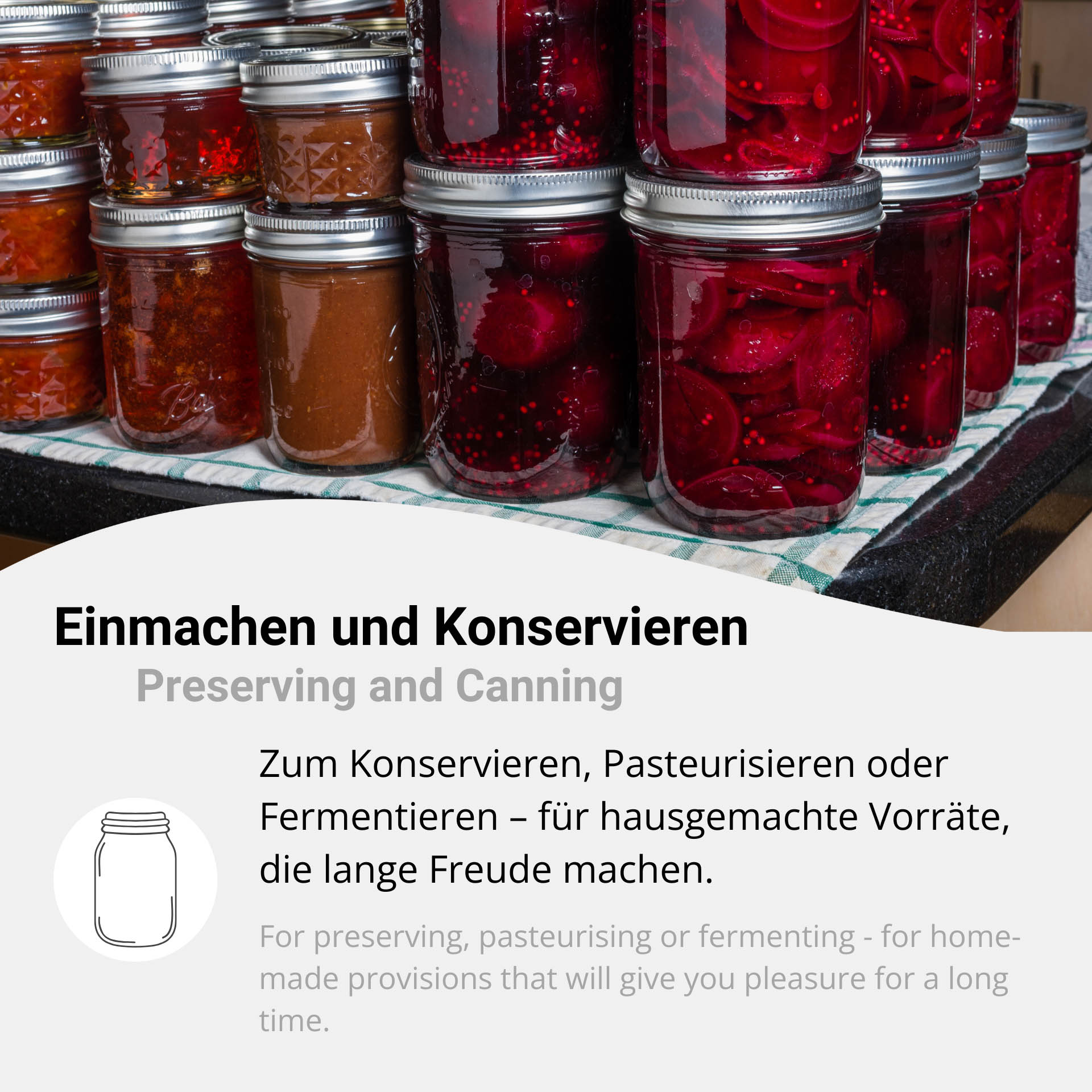 Mason Jar - Einmachglas mit 2-teiligem Deckel 1000 ml