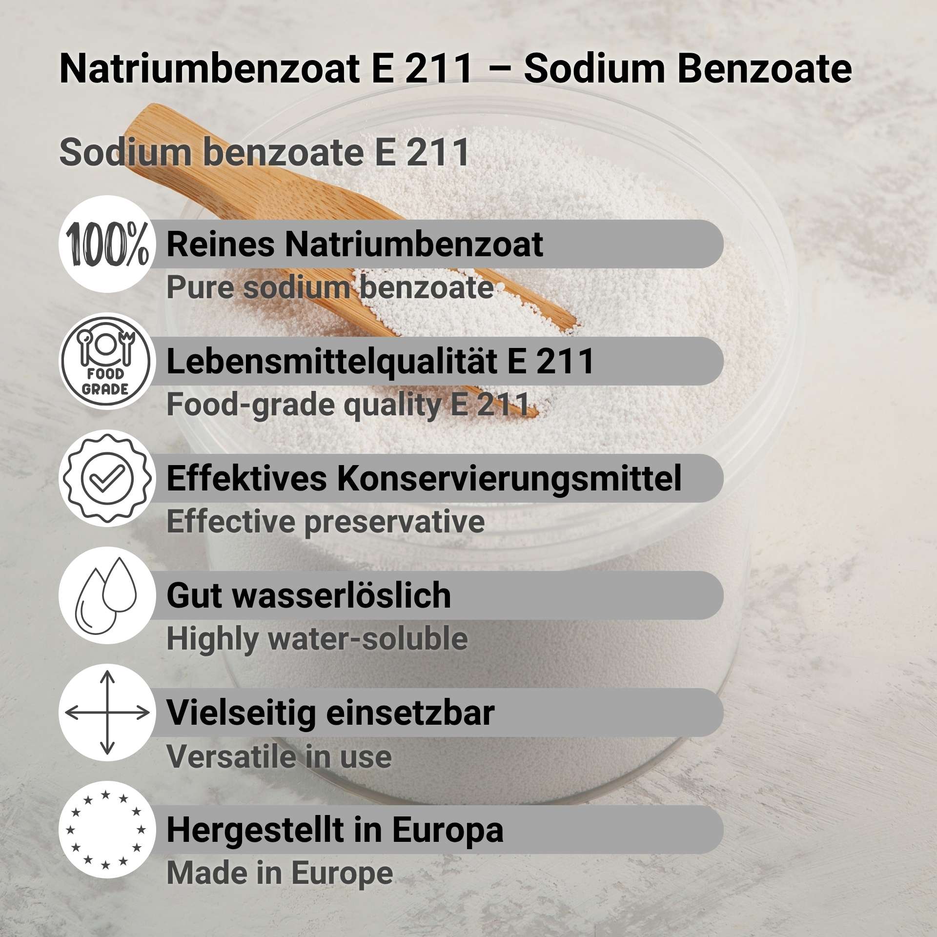 Natriumbenzoat E 211 – Sodium Benzoate