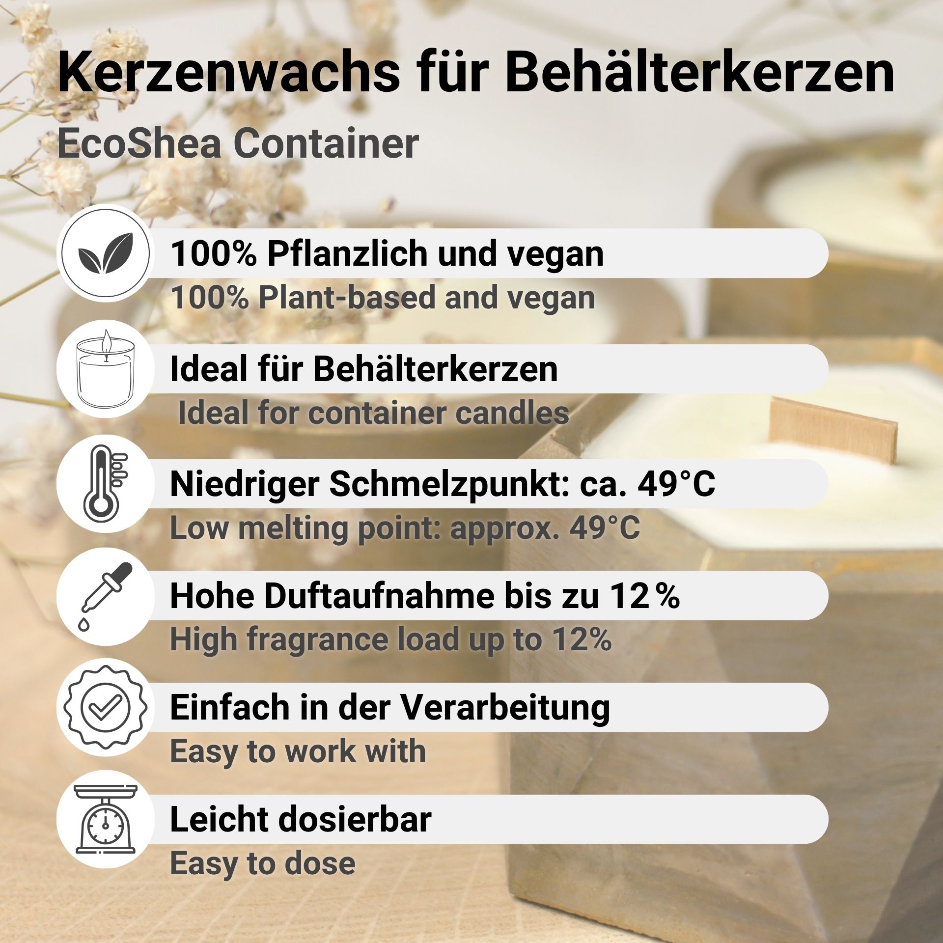Kerzenwachs für Behälterkerzen - EcoShea