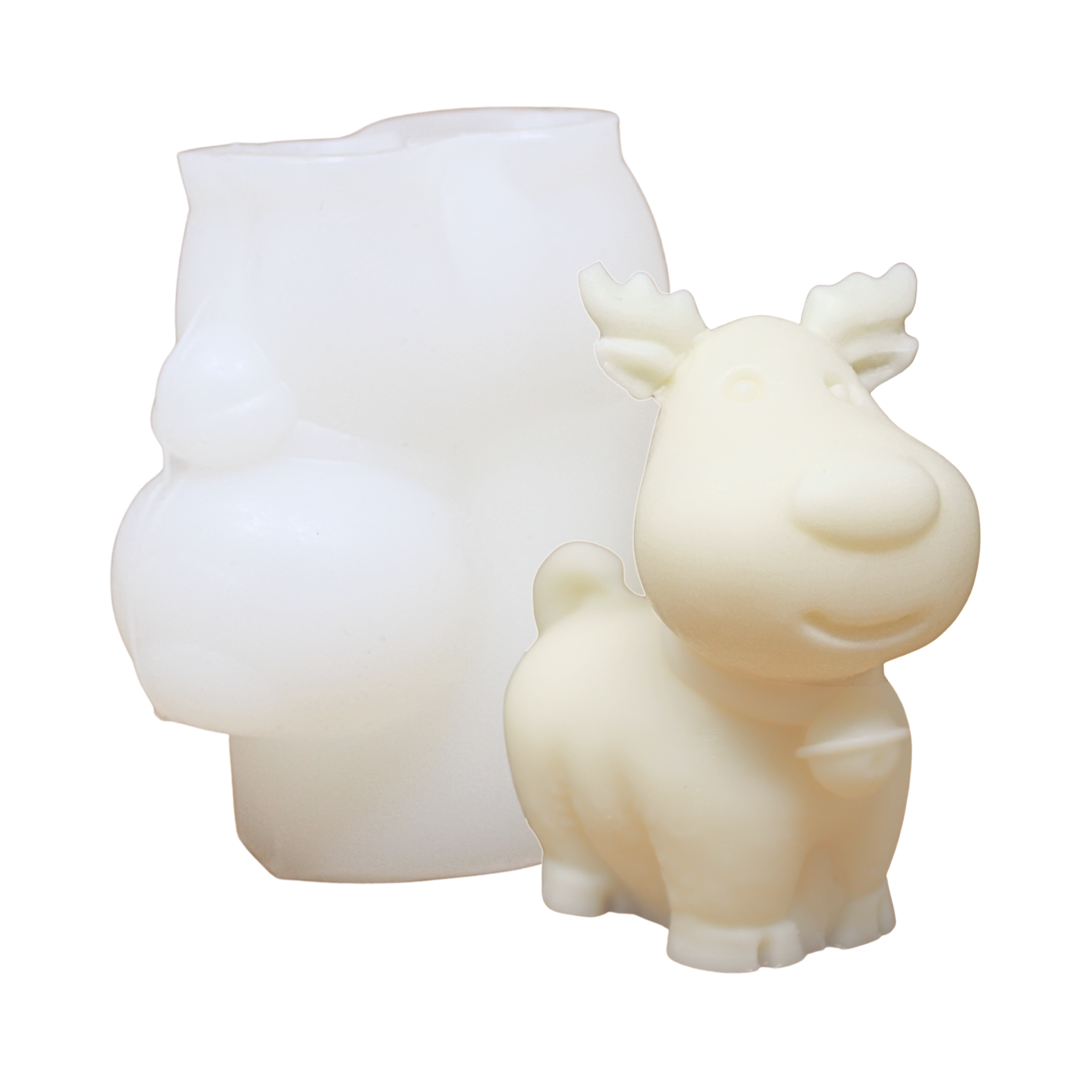 Kerzenform – Rentier "Rudolph" mit Beispielkerze