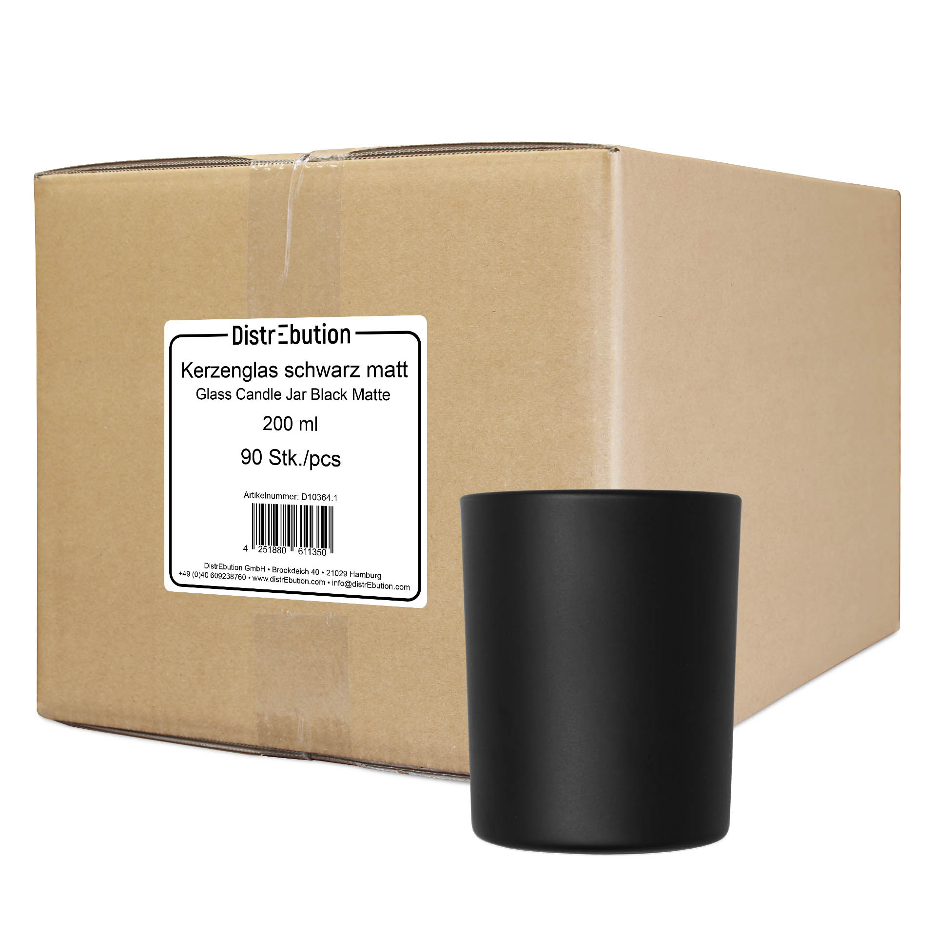 Kerzenglas schwarz matt 200 ml 72 Stück