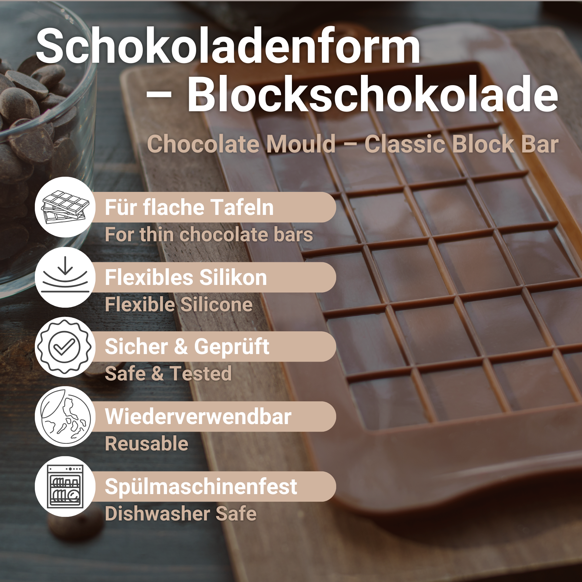 Blockschokoladenform Eigenschaften