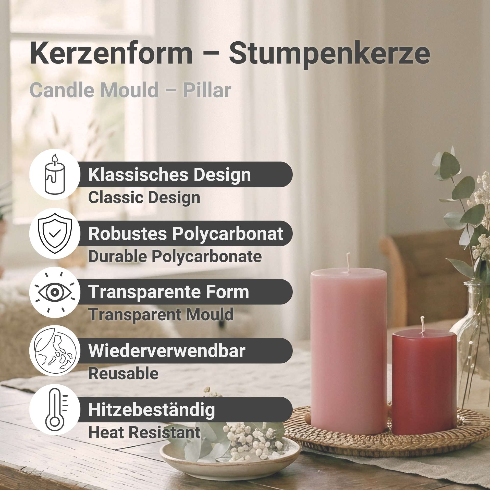Kerzenform – Stumpenkerze