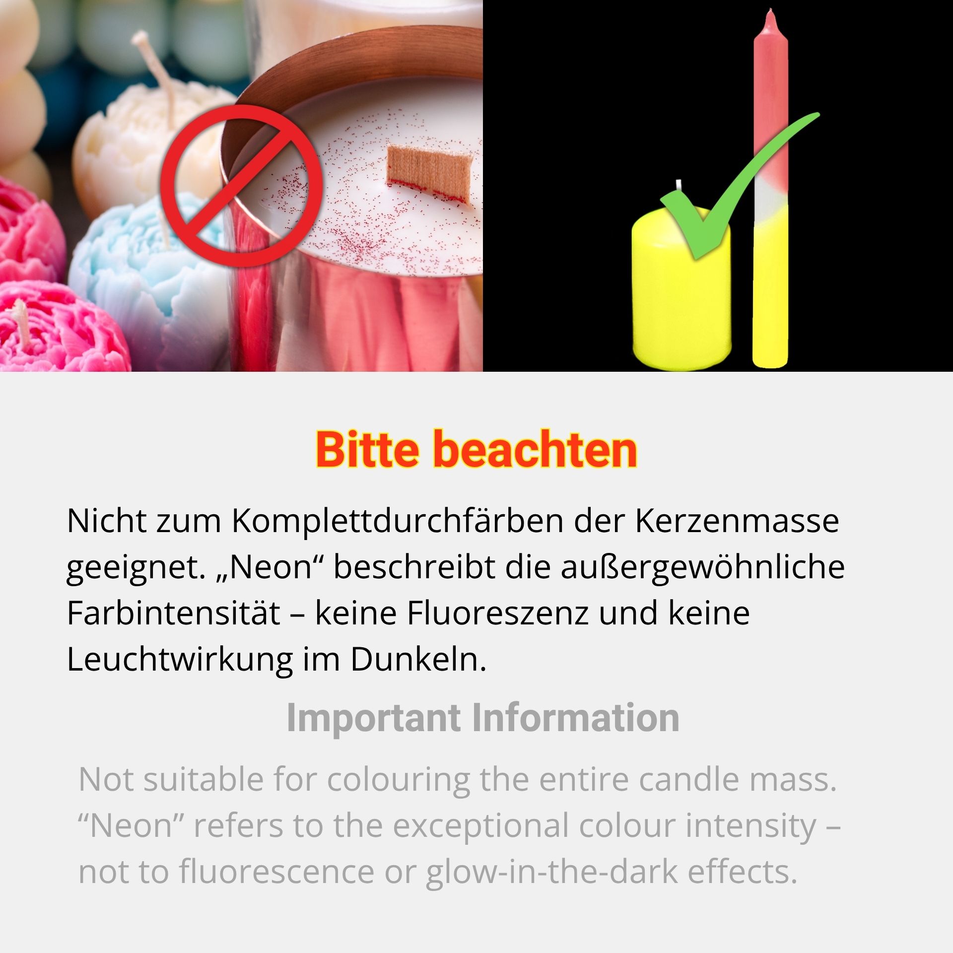 Neon candle colours for dipping