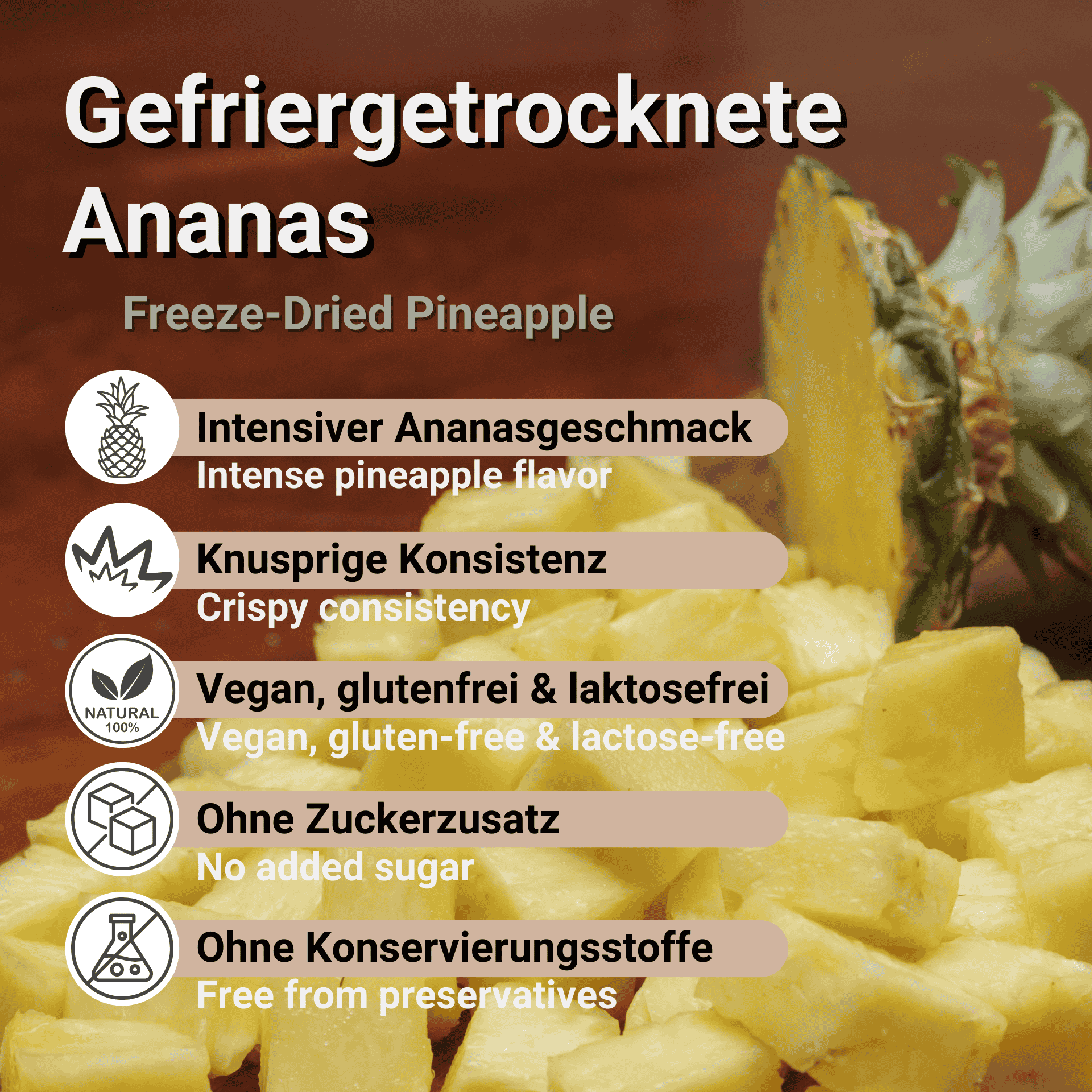 Gefriergetrocknete Ananas