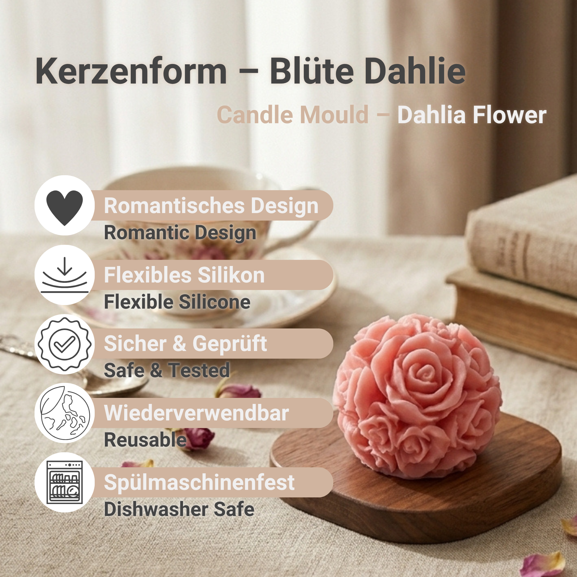 Vorteile unserer Rosenblüten Kerzenform