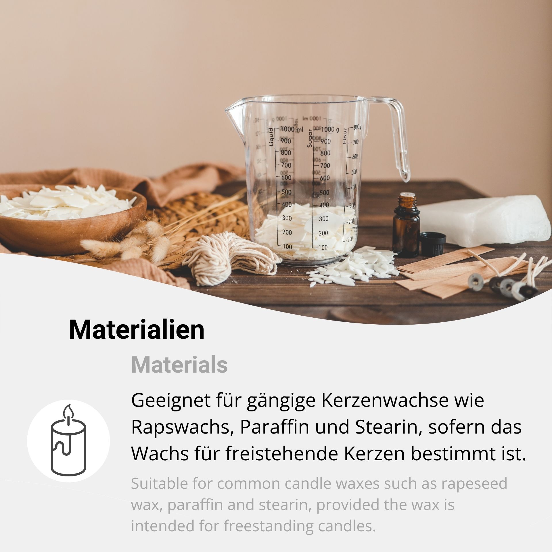 4-teiliges Kerzenformen-Set – Stumpenkerze, Säulenkerze, Kegel & Kugel