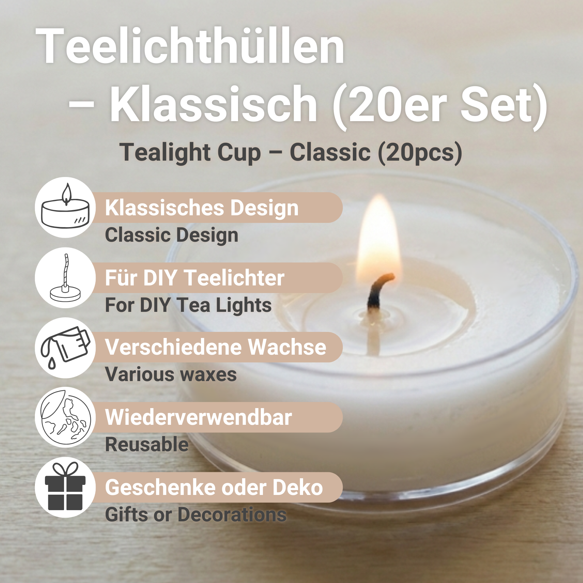 Teelichthüllen – Klassisch (20er Set)