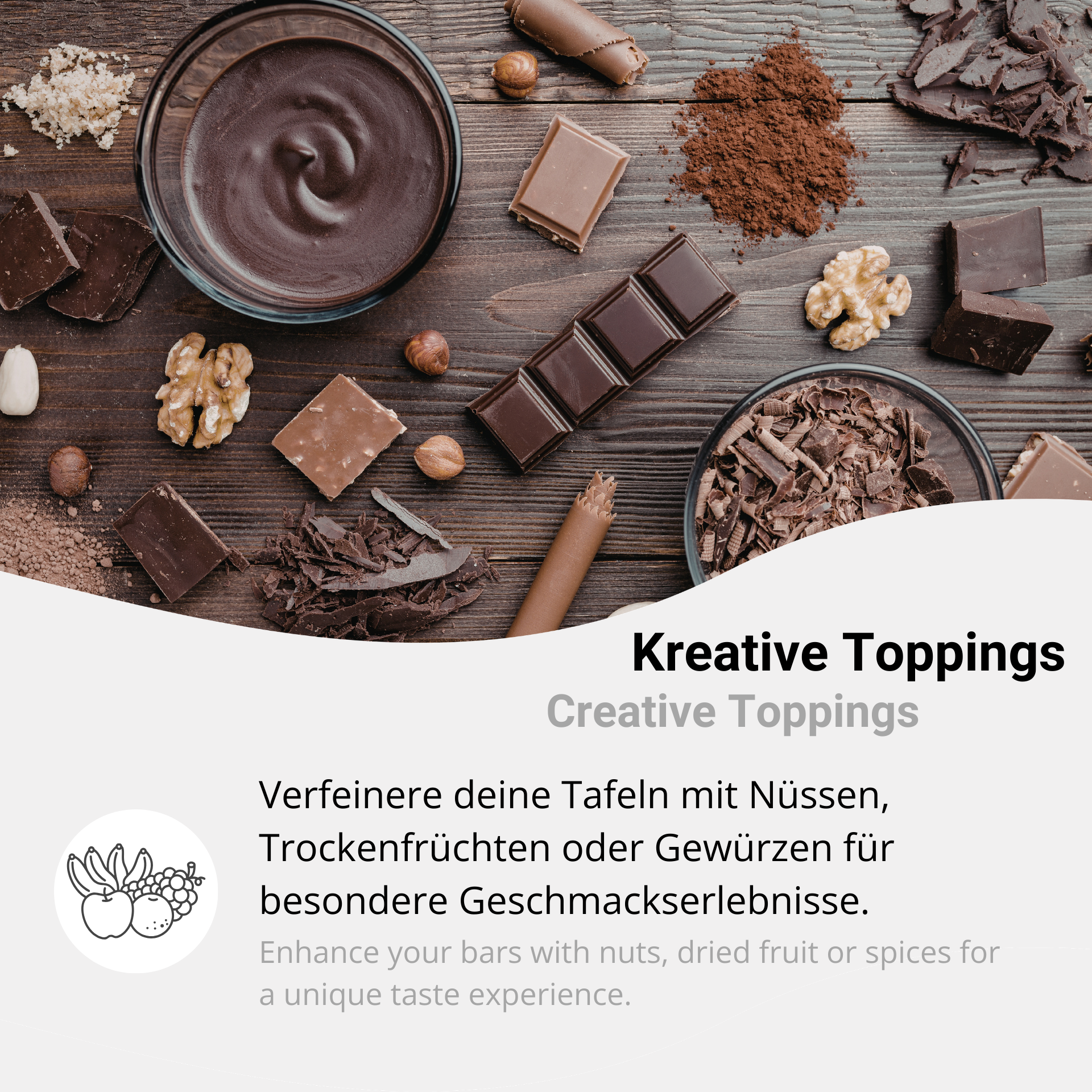 Verfeinere deine Schokolade mit deinen eigenen Toppings