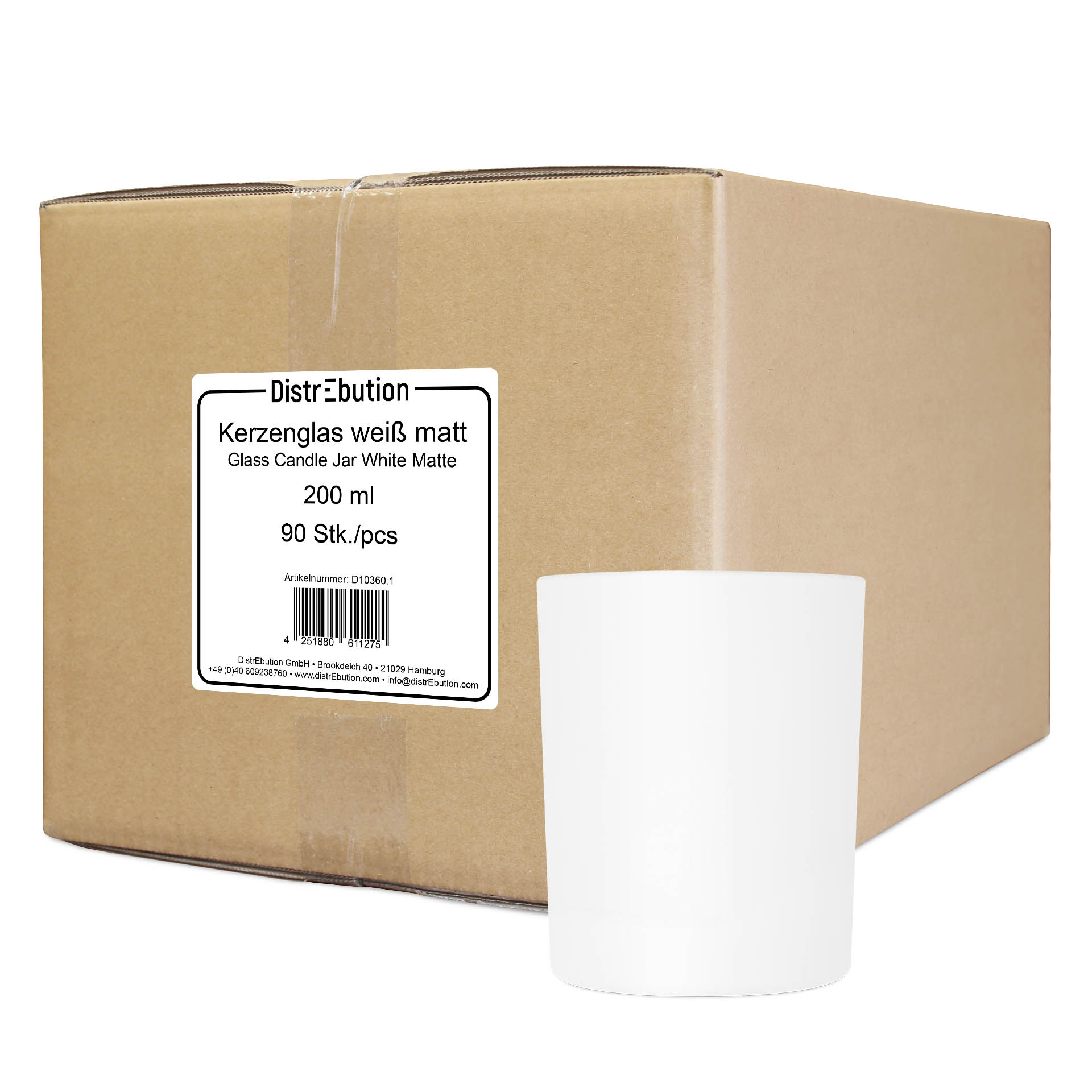 Kerzenglas weiß matt 200 ml 72 Stück