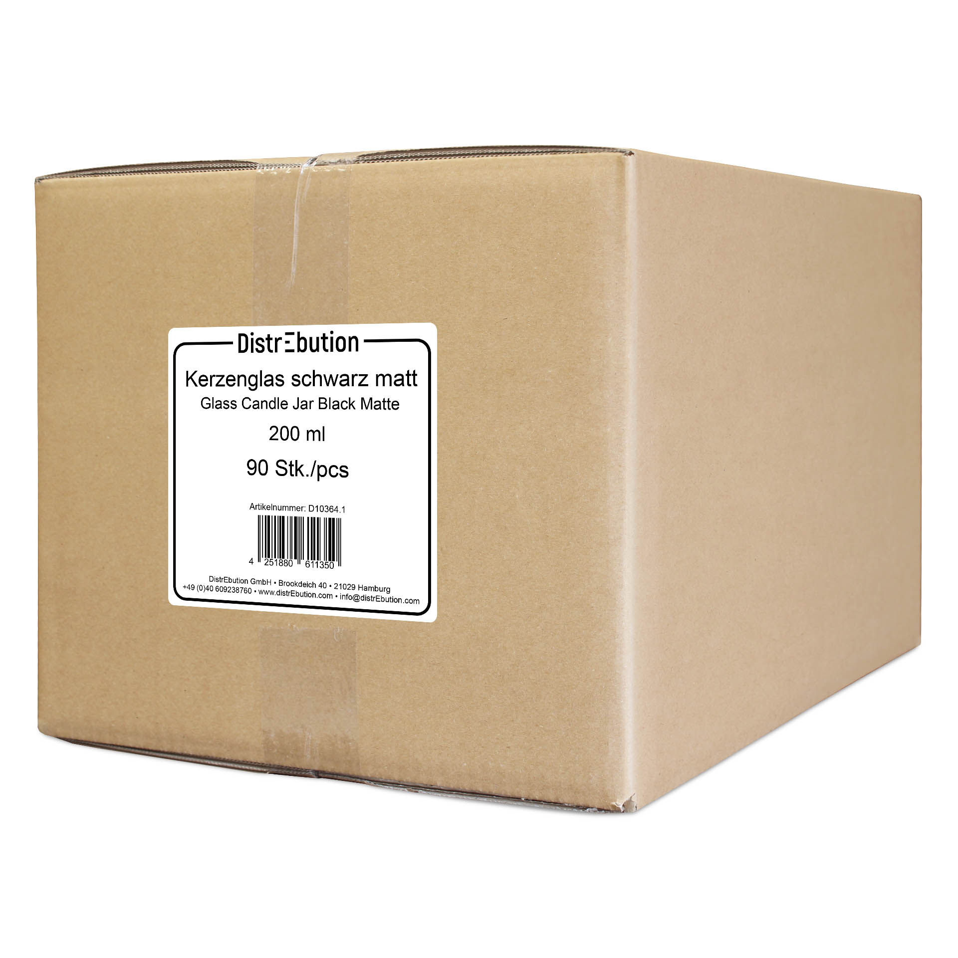Kerzenglas schwarz matt 200 ml 72 Stück