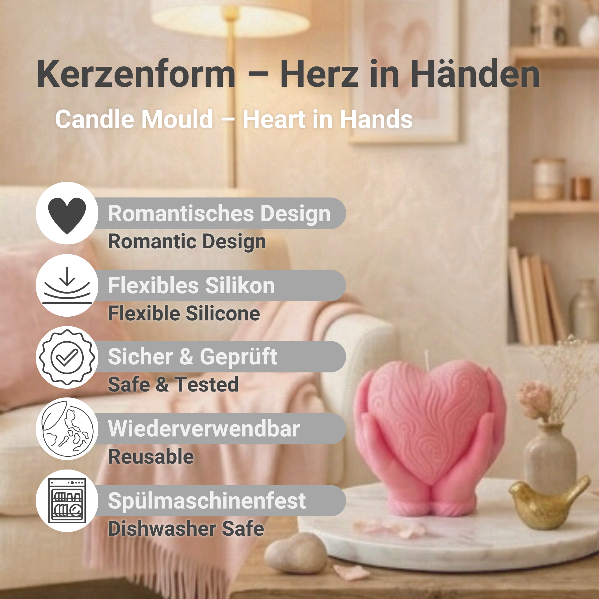 Vorteile unserer Herz in Händen Kerzenform