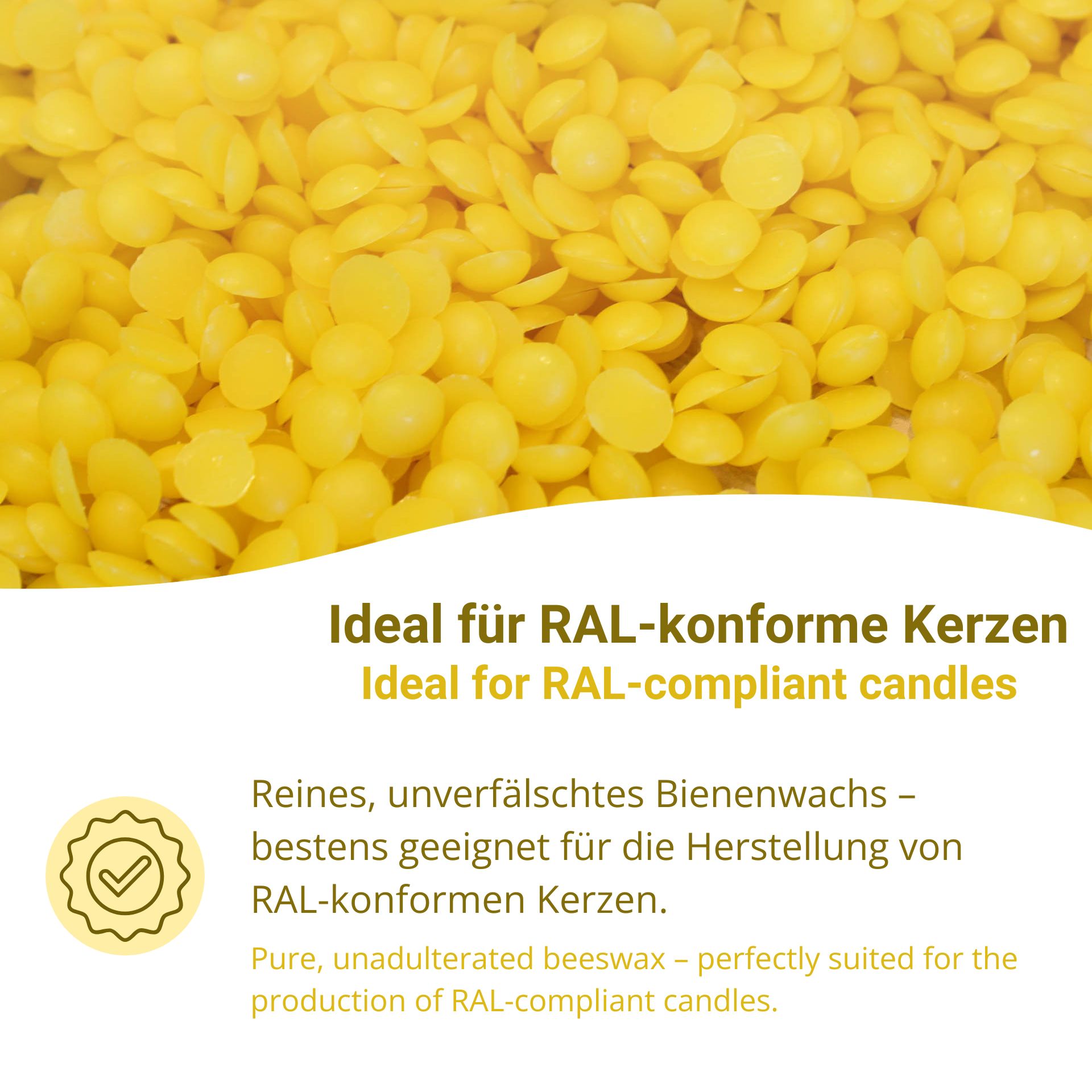 Naturgelbe Bienenwachs-Pastillen für Kerzen (RAL)