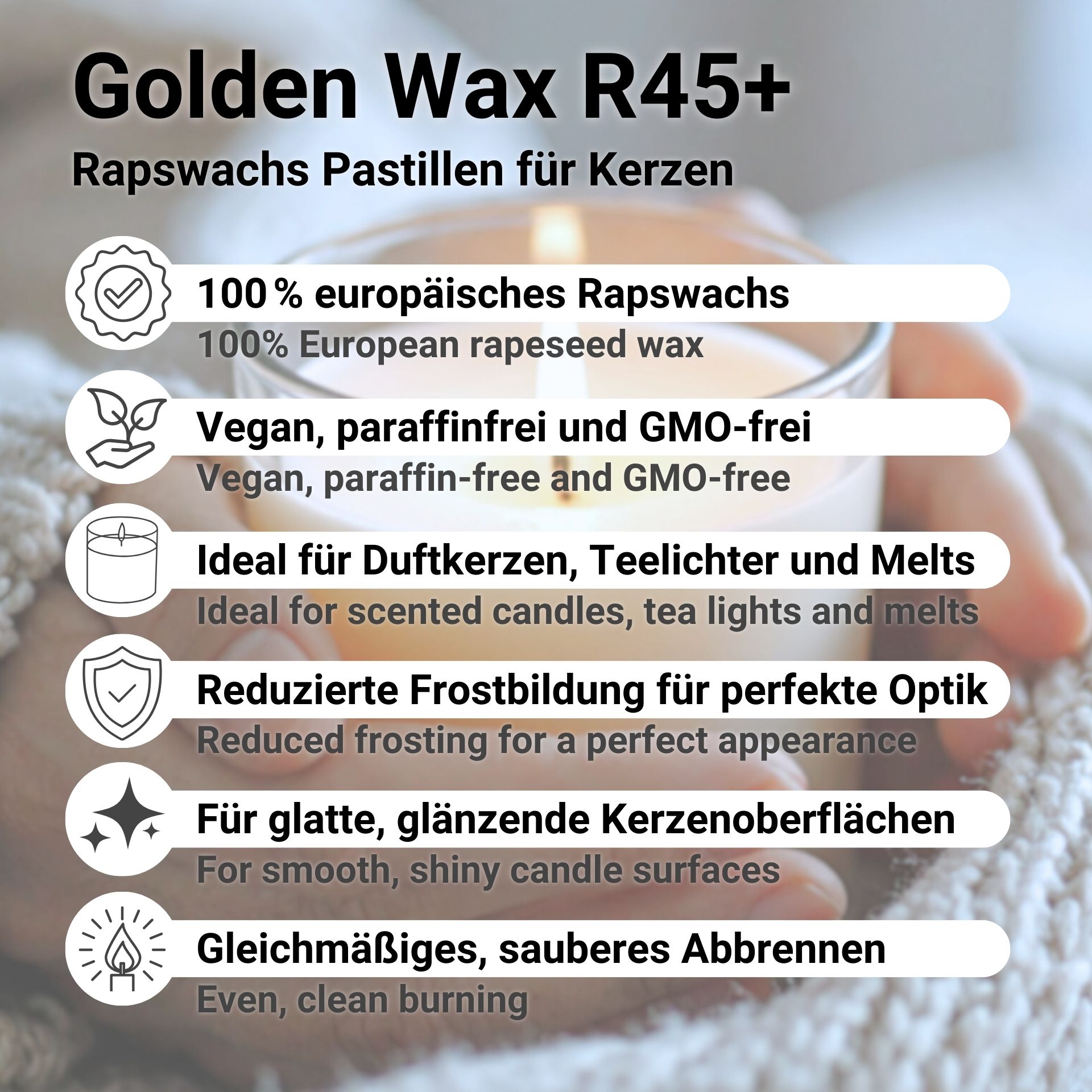 Golden Wax R45+ Rapswachs Pastillen für Kerzen