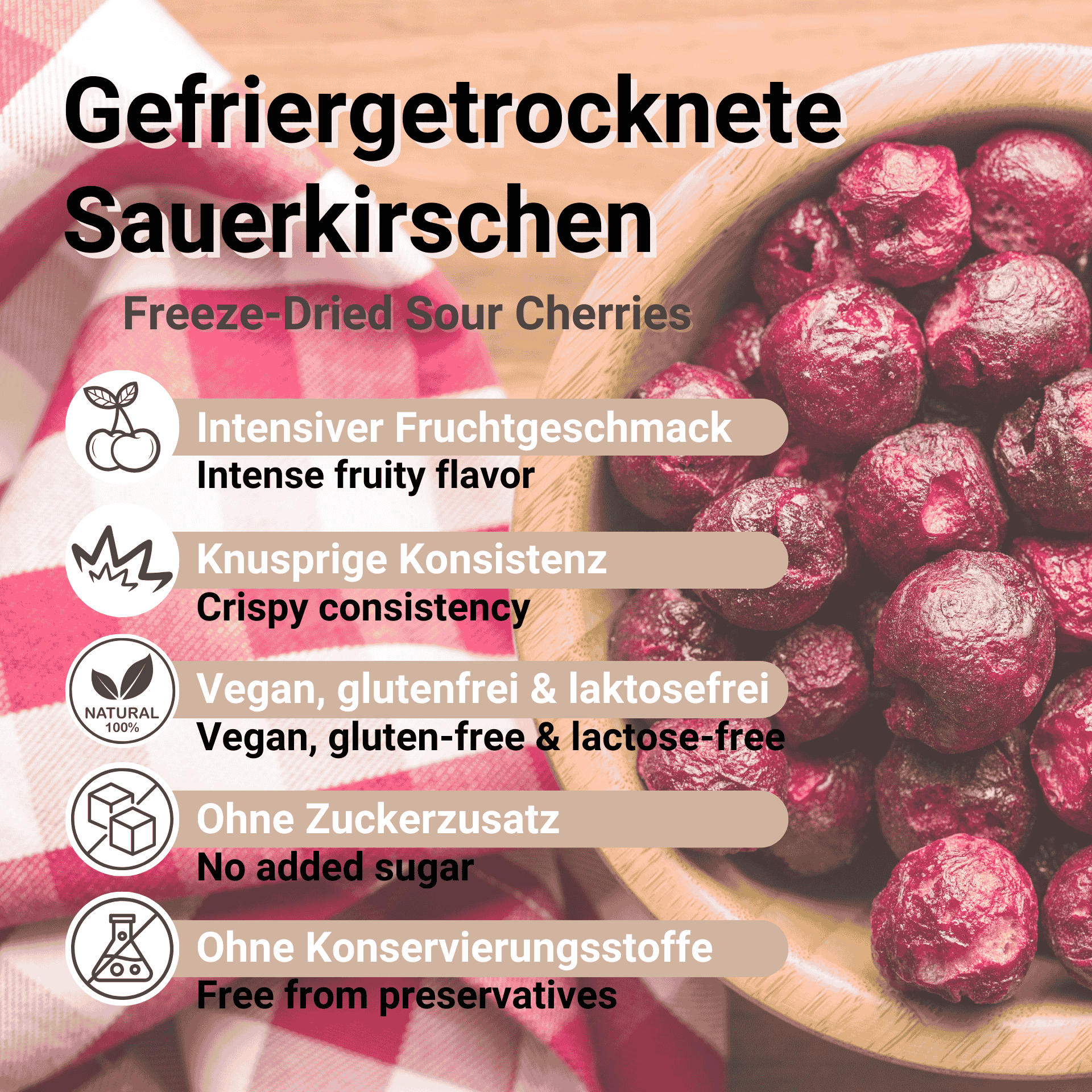 Gefriergetrocknete Sauerkirschen